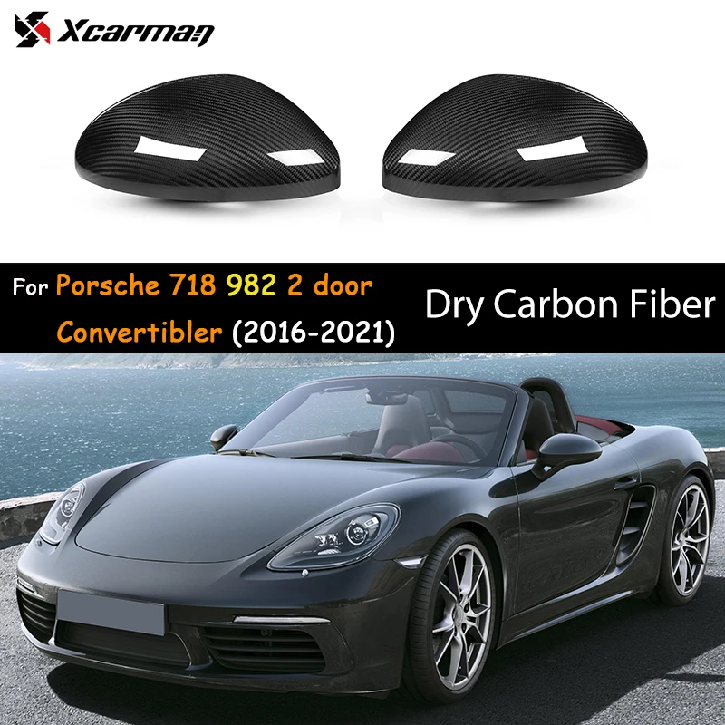 

2 Pieces Dry Carbon Fiber Mirror Caps for Porsche 718 982 Convertibler 2 door 2016-2021 Reverse Rearview Covers Replacement Case