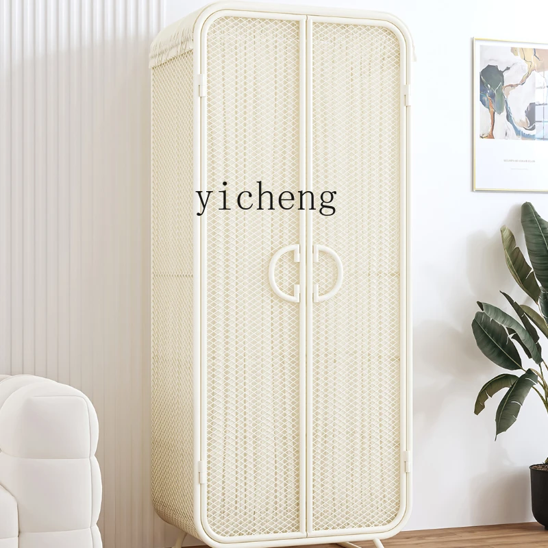 

ZK Cream Style Wardrobe Household Bedroom Girl Installation-Free Environmental Protection Iron Hanging Storage Wardrobe