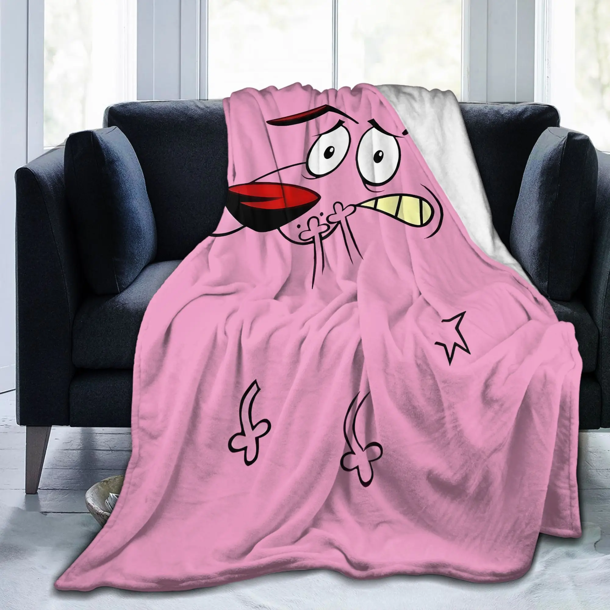 Custom Sofa Fleece Courage Dog Throw Blanket Warm Flannel Animation Blankets for Bed Home Couch Bedspreads