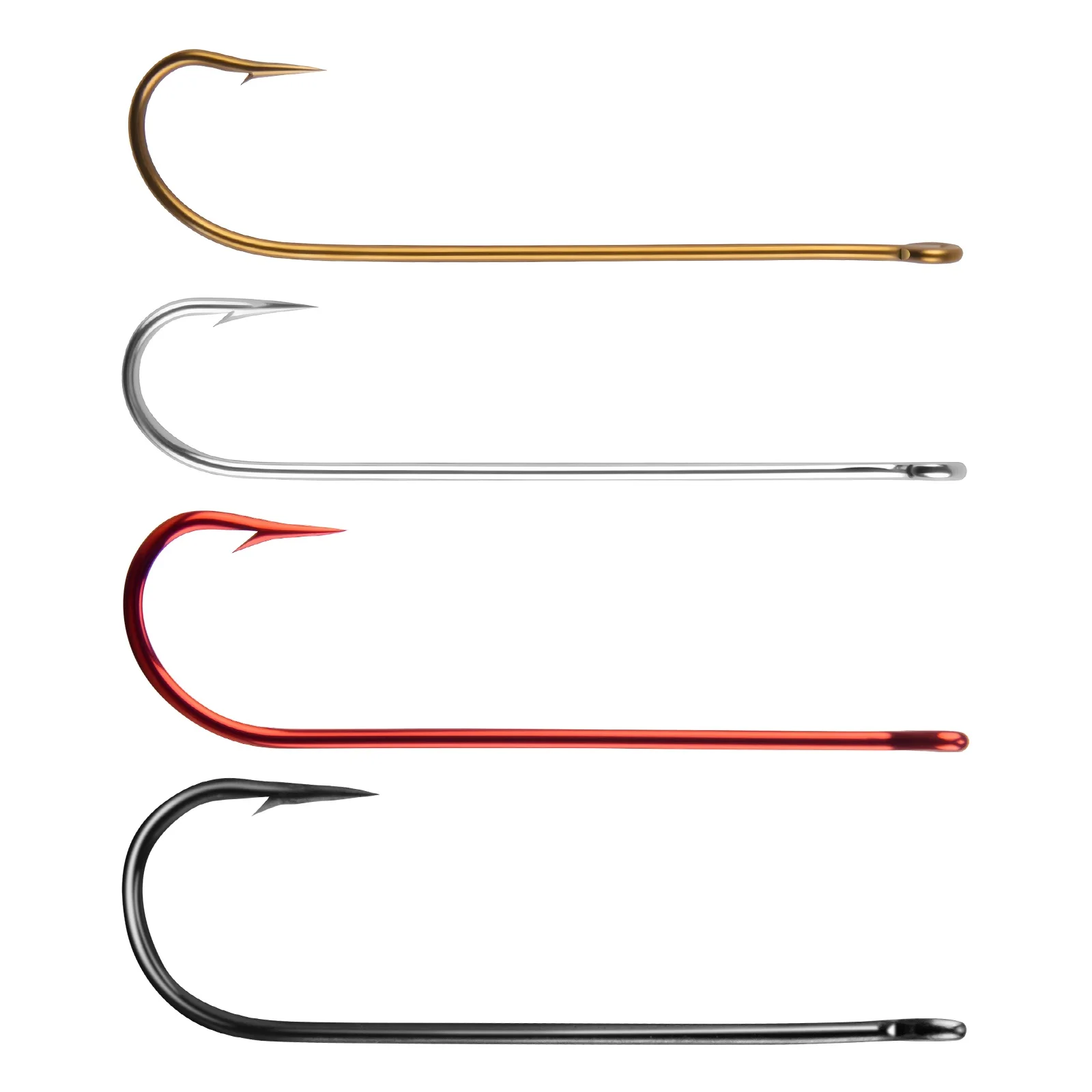 

100pcs Aberdeen Hook Extra Long Shank Fishing Hook Worm Hook Kit #2-#10 Light Wire for Freshwater Bass Crappie Panfish Bluegill