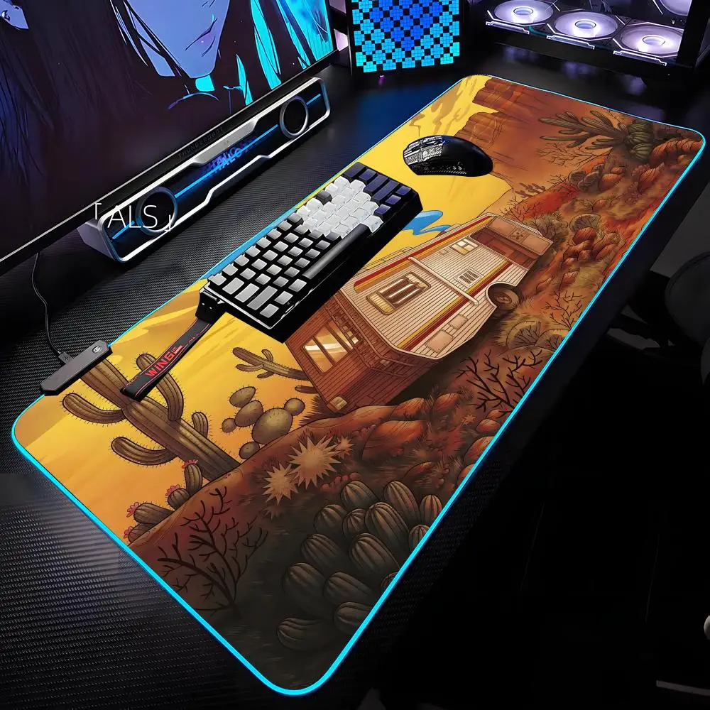 Heisenberg Breaking Bad Mouse Pad RGB Backlit Mouse Pad Laptop Mouse Pad Laptop Gamer Computer Desk Gaming Accessories
