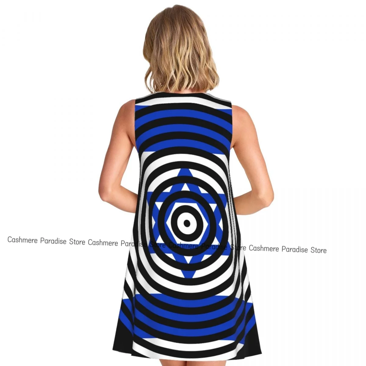 Vestidos de verano para mujer Vestido casual sin mangas Bandera de Israel Vestidos de verano sin mangas con bolsillos