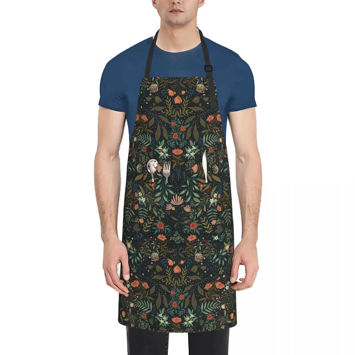 

Dark Botanical Apron for home useful pieces Kitchen Novel Kitchen Accessories Apron