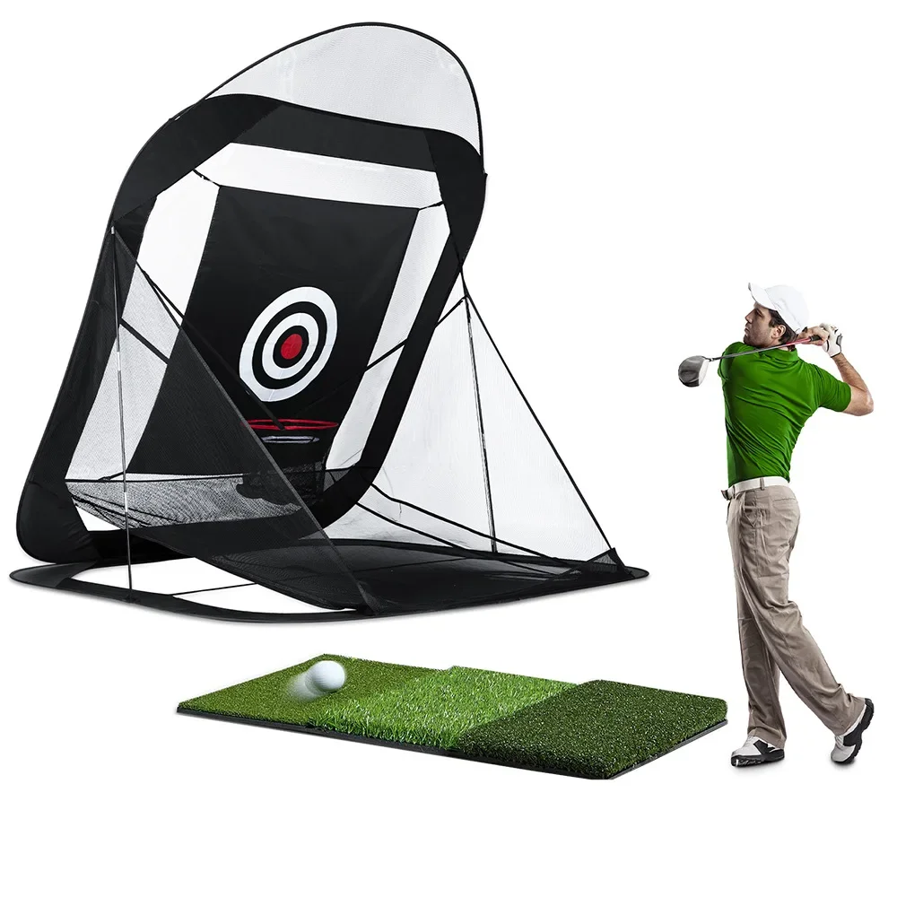 New golf indoor and outdoor swing cutting practice net with automatic ball return function, foldable, easy to store and portable