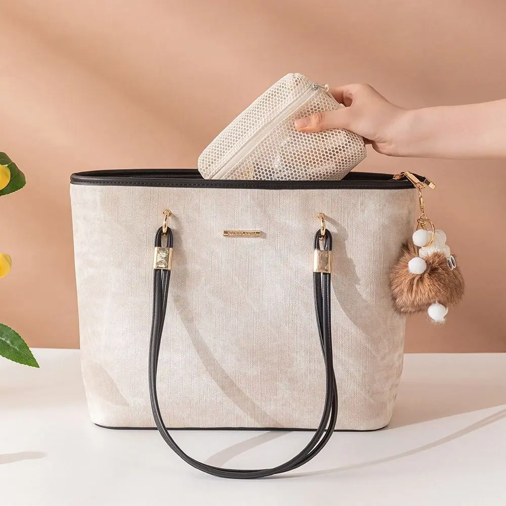 Casual Nylon Storage Pouch With Zipper Mesh Mesh Pouch Multipurpose Hand-held Toiletry Wash Bags Women