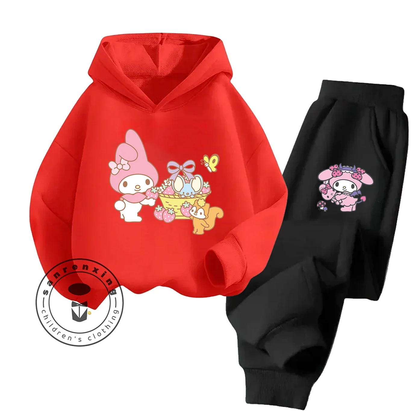 2D موضة بلدي ميلودي الكرتون مطبوعة هوديي مجموعة 2025 جديد للأطفال المراهقين بنين بنات عادية رائجة البيع مع فستان الخريف