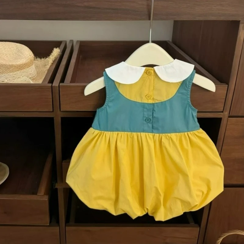 Summer Cute French Fries Doll Collar Campus Style Bow Bud Dress Baby Girl Clothes