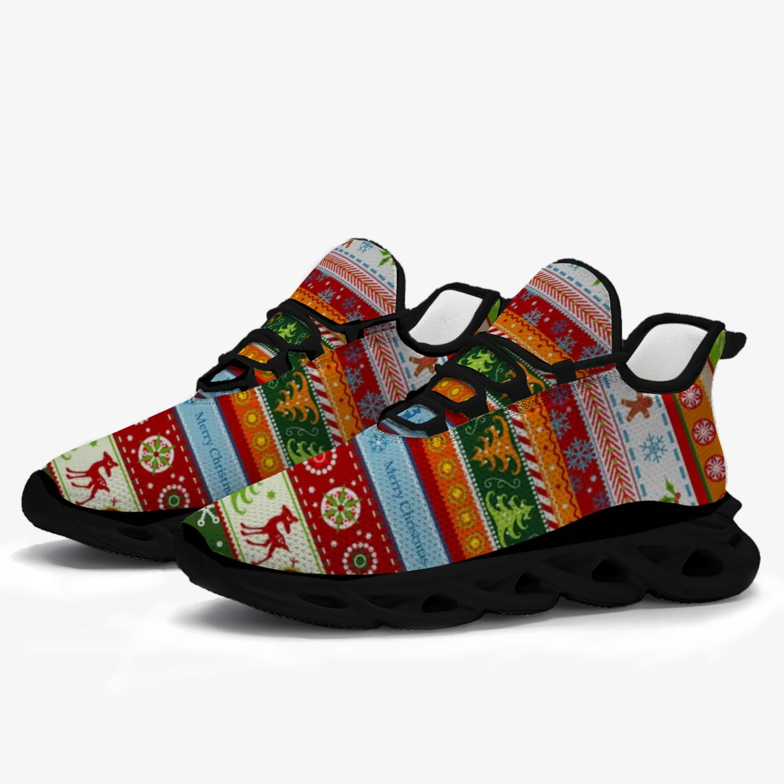 Рождественский элемент, повседневная спортивная обувь в полоску, молодежные кроссовки, сетчатая обувь на шнуровке, кроссовки для мужчин и женщин