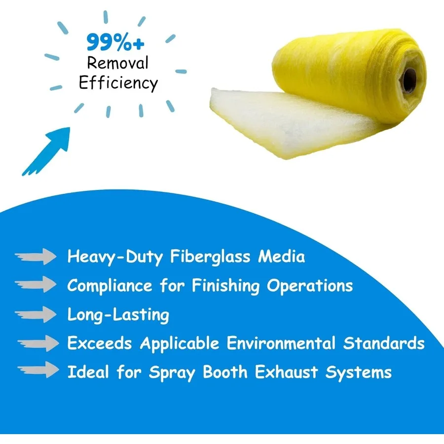 لفة فلتر عادم الألياف الزجاجية شديدة التحمل مصممة لتطبيقات كشك الرش الصناعية التي تقدم جزيئات متفوقة