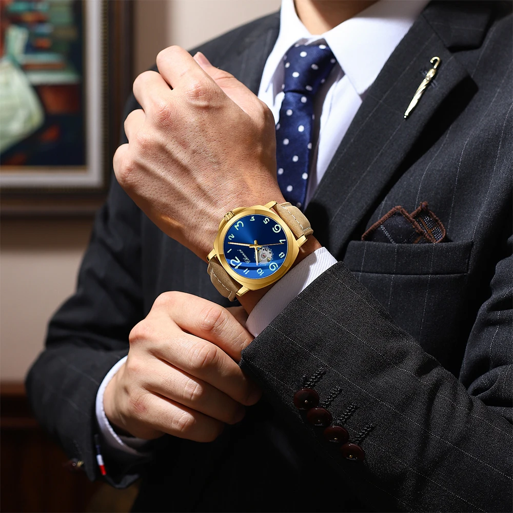 Fully Automatic Mechanical Men's Watch Round Dial Waterproof Luminous Men's Wristwatch Leather Band Man Watches CHENXI