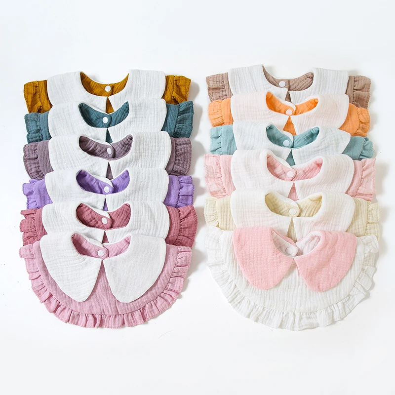 

Детский мягкий муслиновый хлопковый нагрудник для маленьких мальчиков и девочек, однотонный детский фартук для еды без рукавов, детские регулируемые нагрудники для кормления