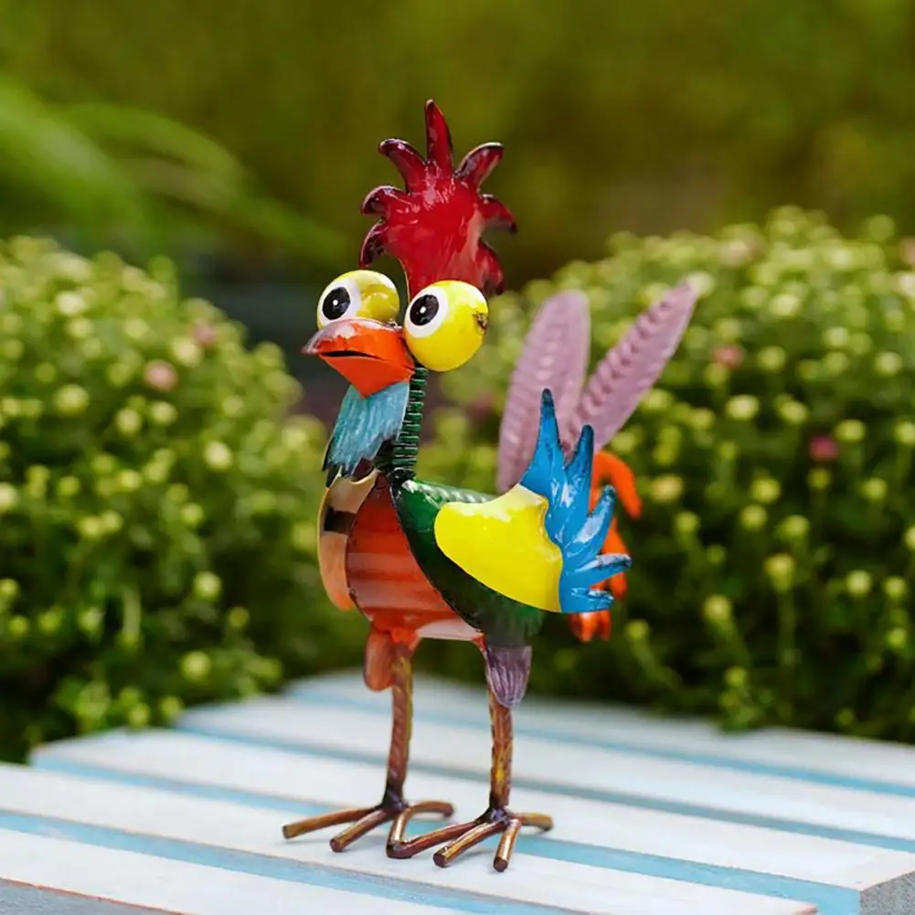 Metal Rooster Ornament Metal Rooster Yard Statue Outdoor Garden Decoration Backyard Patio Lawn Ornament Figurine for Chicken