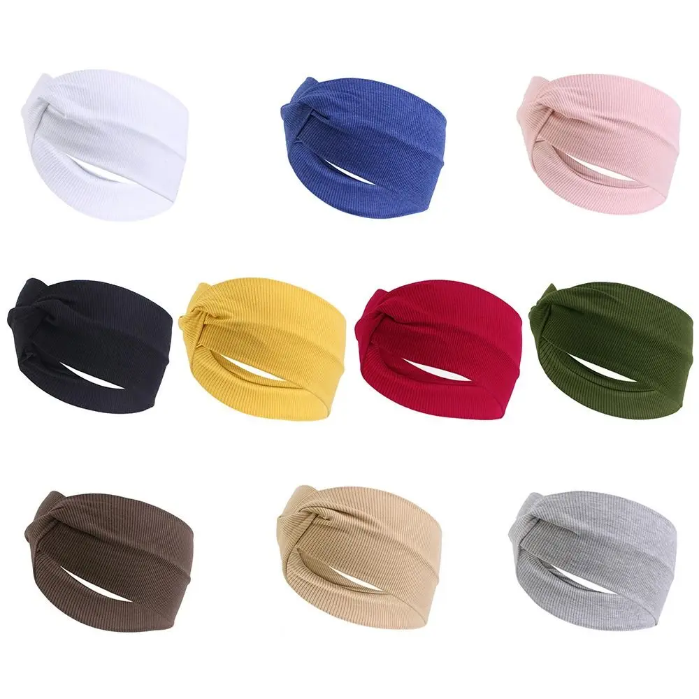 10 Colors Nonslip Elastic New Turban Running Headwrap Wide Sports Headband Fold Yoga Hairband Stretch Hair Band