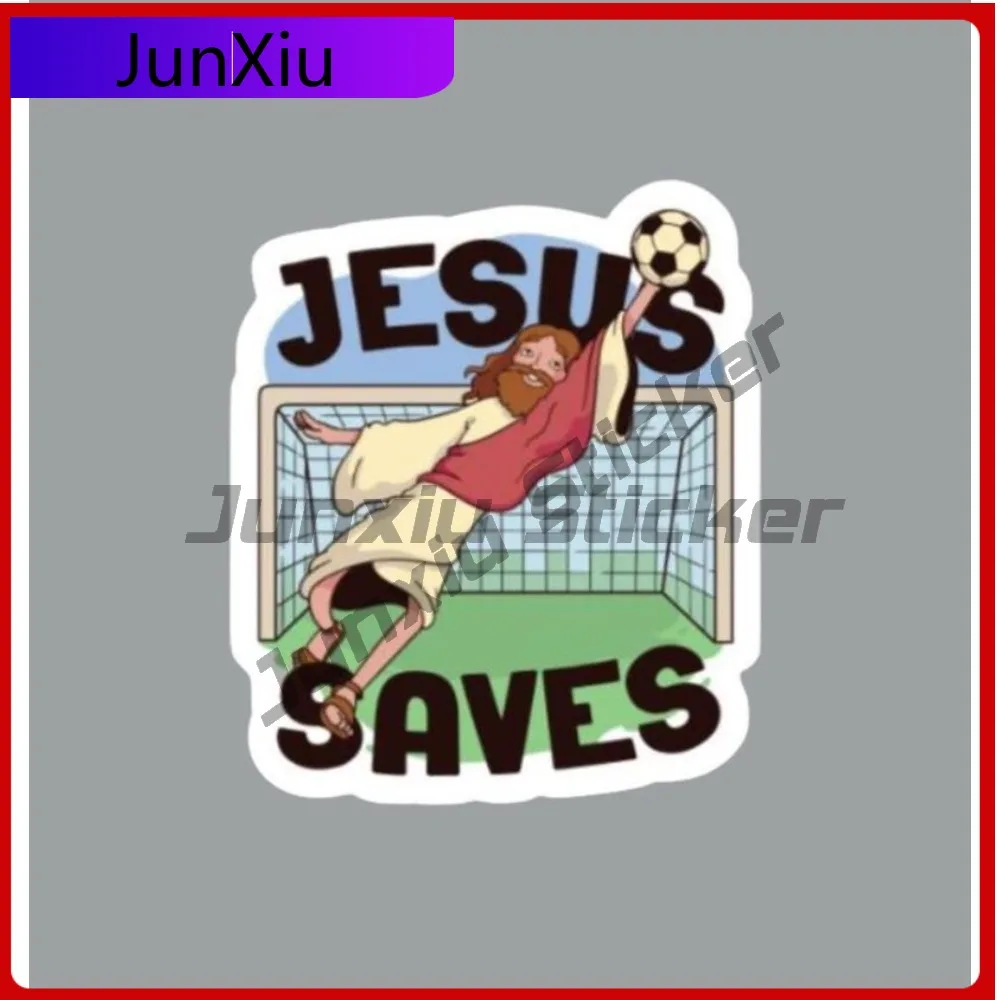 

Jesus Saves Soccer Goalie Sticker Car Cover Waterproof Outdoor For Suv Window Motorcycle Bumper Truck Pickup Camping Car Sticker