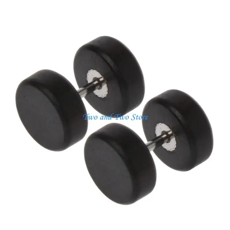 HX6F Korean 1 Pair Barbell Earrings Dumbbell Ear Studs for Mothers/ Fathers Day Gifts Birthday Gifts Valentine's Day
