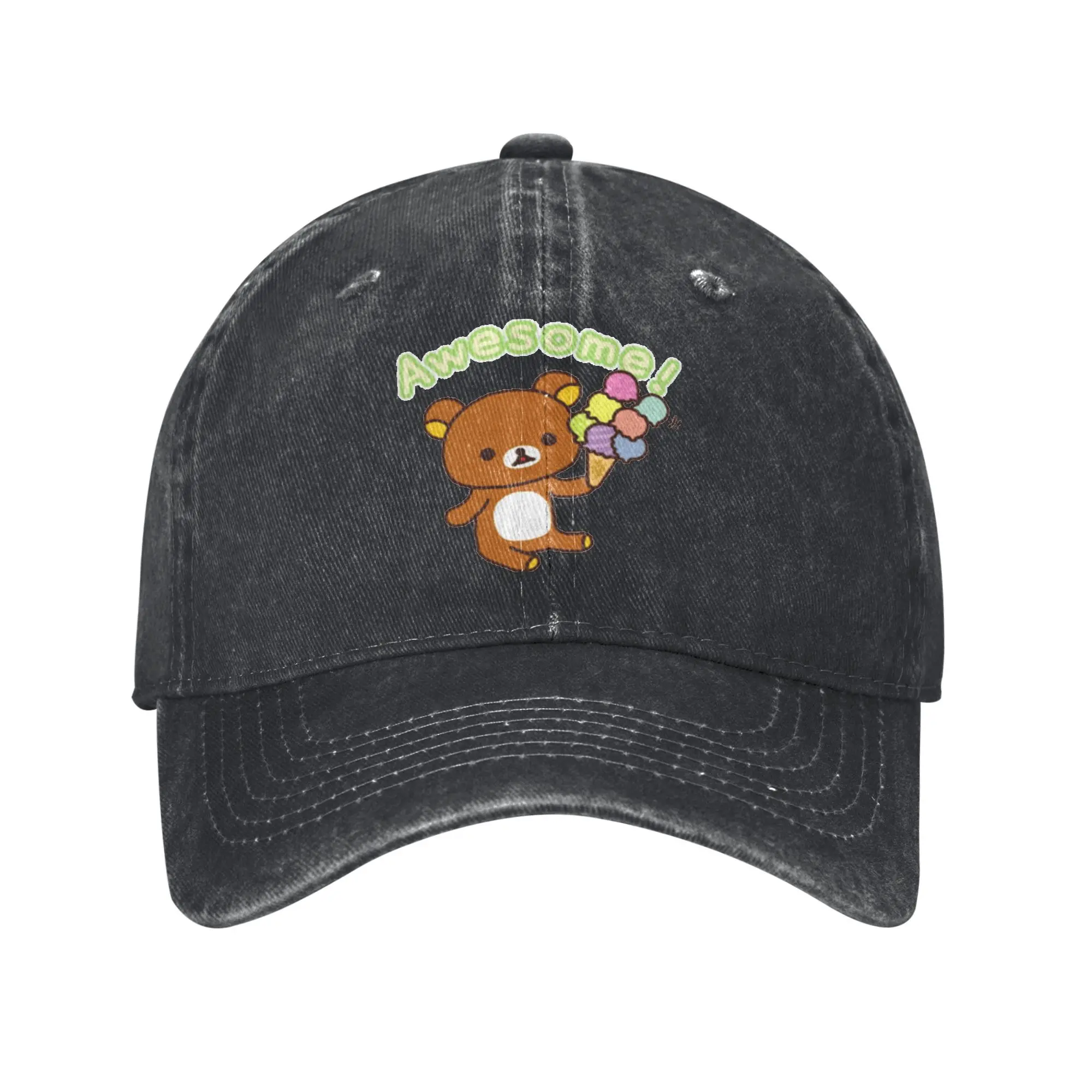 Rilakkuma Washed Baseball Cap ice cream y2k Cute Sun Trucker Hat Summer Unisex-Teens Tennis Skate Baseball Caps