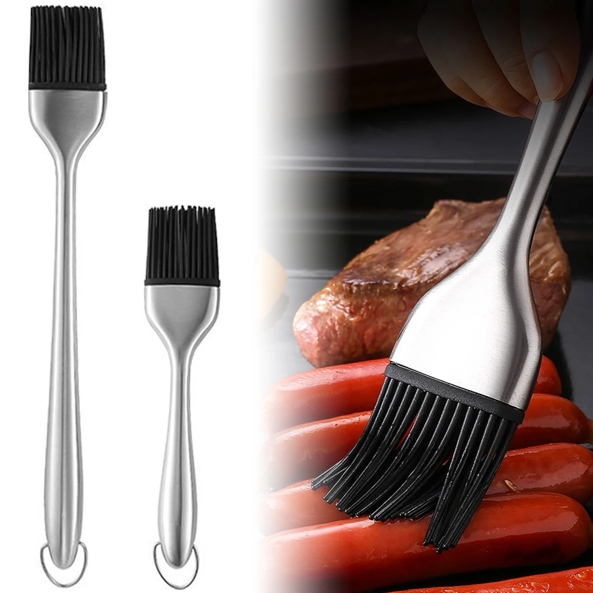 2 件套 Silicone Sauce Basting Brush Heat Resistant Kitchen Oil Brush Detachable Bbq Grill Basting Brush Barbecue Cooking Brush Pre