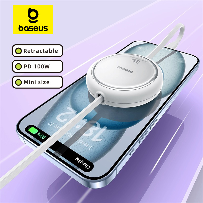 Baseus 100W Retractable USB C Cable For iPhone 15 16 Plus Pro Max MacBook iPad Fast Charger Cable Type C For Xiaomi Samsung TPE