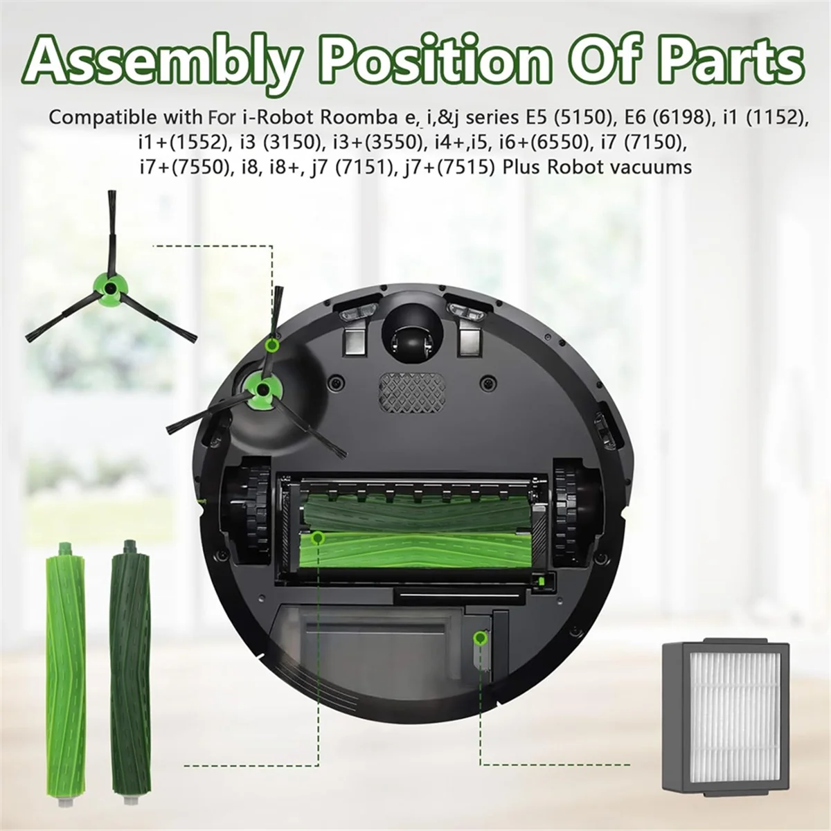 Acessórios de substituição para irobot roomba série j j5 j5 + j6 j6 + j7 j7 + j8 j8 + j9 j9 + filtros escova aspirador pó
