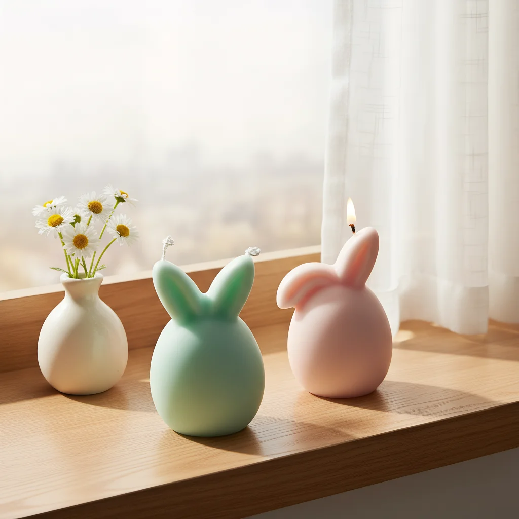 

DIY Easter Bunny Scented Candle Silicone Mold Plaster Diffuser Stone Reusable Resin Molds for Candle Making Silicone Mould