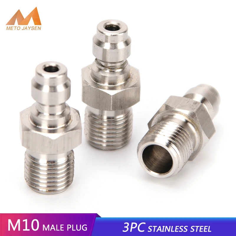 

3pcs Stainless Steel Quick Coupler M10x1 Thread 8MM Filling Head Plug Adapter Quick Connect Fittings Couplings Air Pumps Parts