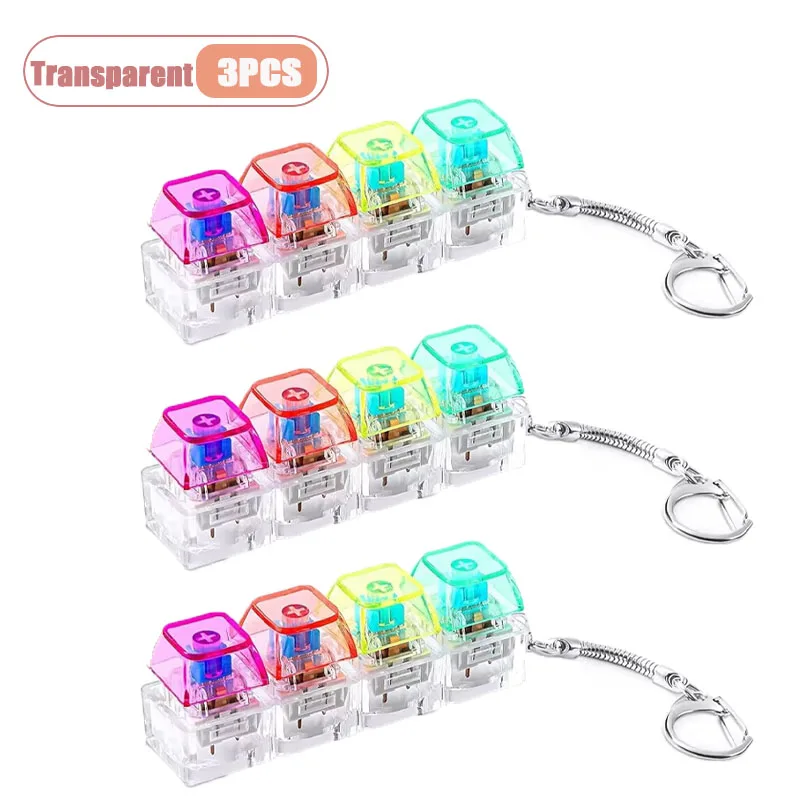 Mechanischer Tastatur-Schalter-Tester Schlüsselanhänger Fidget mit LED-Licht DIY Tastenkappen Stressabbau Clicker für Büro Schreibtisch Angstlinderung Geschenk