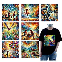 Colored ink washPattern ips Fashion Iron Patch Clothing T-shirt DIY Hoodie Jacket Sticker DTF Patch Is Waterproof