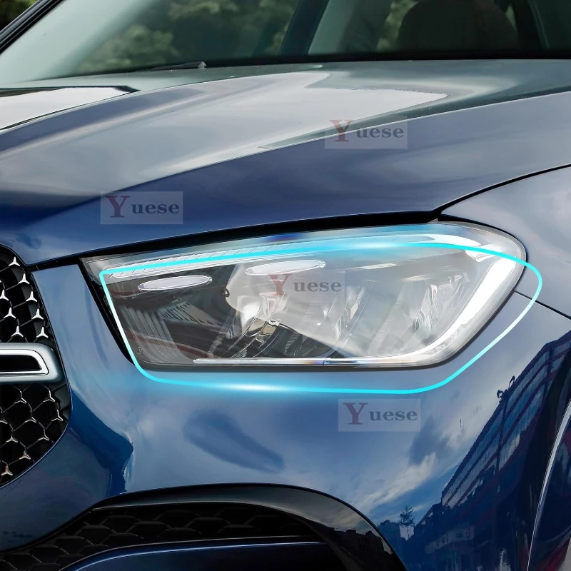 

Для Mercedes-Benz GLE SUV Luxury 2024 2 шт. защитная пленка для фар автомобиля прозрачная дымчатая черная наклейка из ТПУ