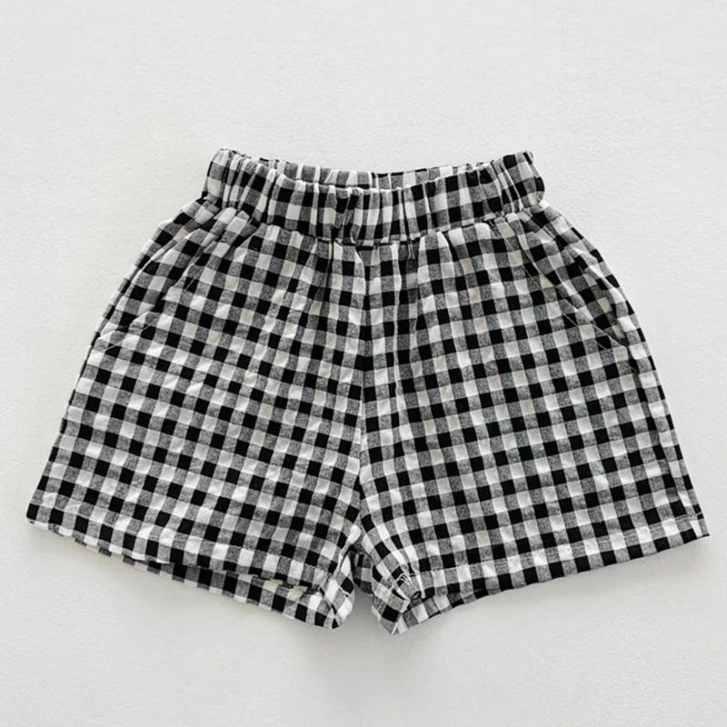 1-7Yrs Toddler Shorts Baby Boy Plaid Short Arrival Summer Casual Pants All-match Cotton Comfortable Loose Kids Girl Shorts