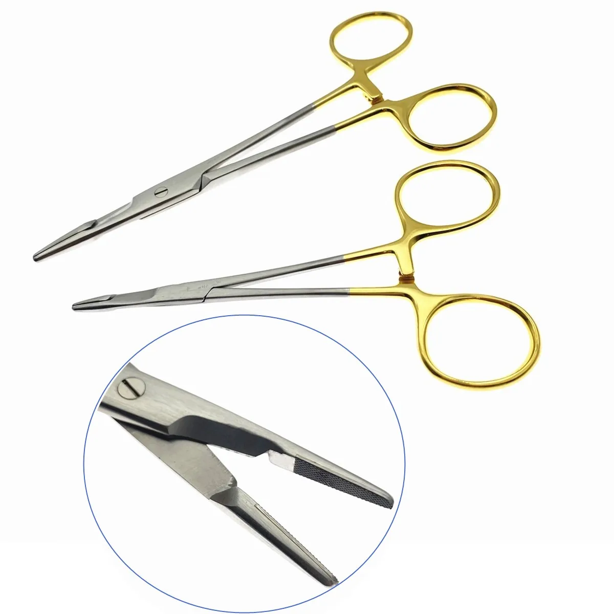 Needle holder with scissors 12.5cm/14cm Multifunctional Needle Holder Insert with Scissors Gold Handle Clamp