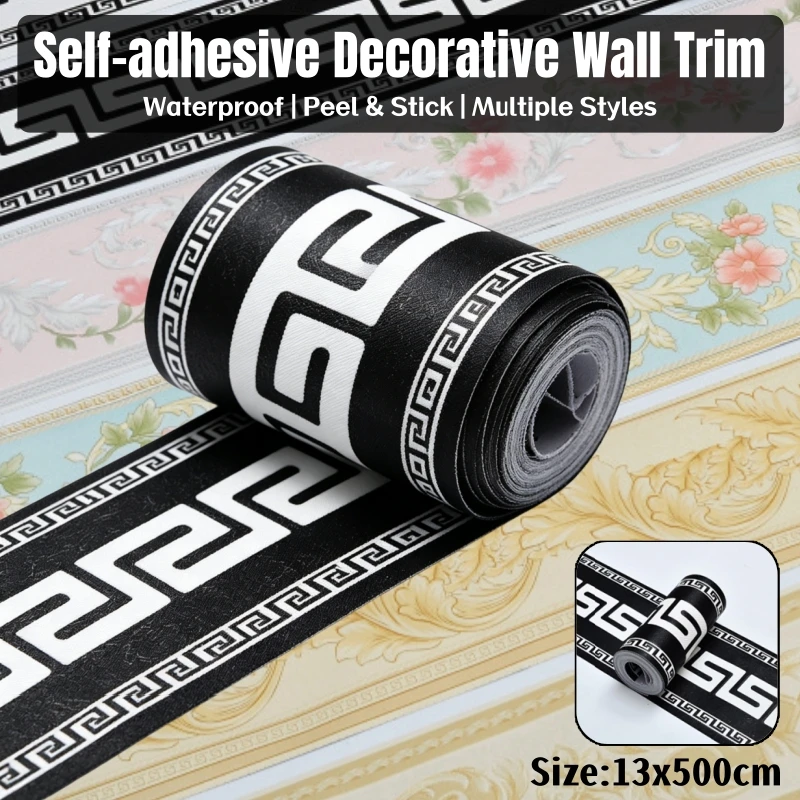 

Self-Adhesive Decorative Wall Trim Border, Peel and Stick Waterproof Wallpaper for Bathroom Kitchen Living Room Home Decor