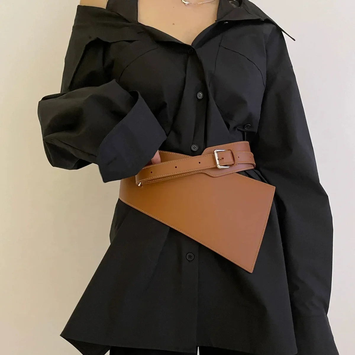 

Женский винтажный пояс-корсет из искусственной кожи, узкий, с карманами, для декора платья, широкий, J1759