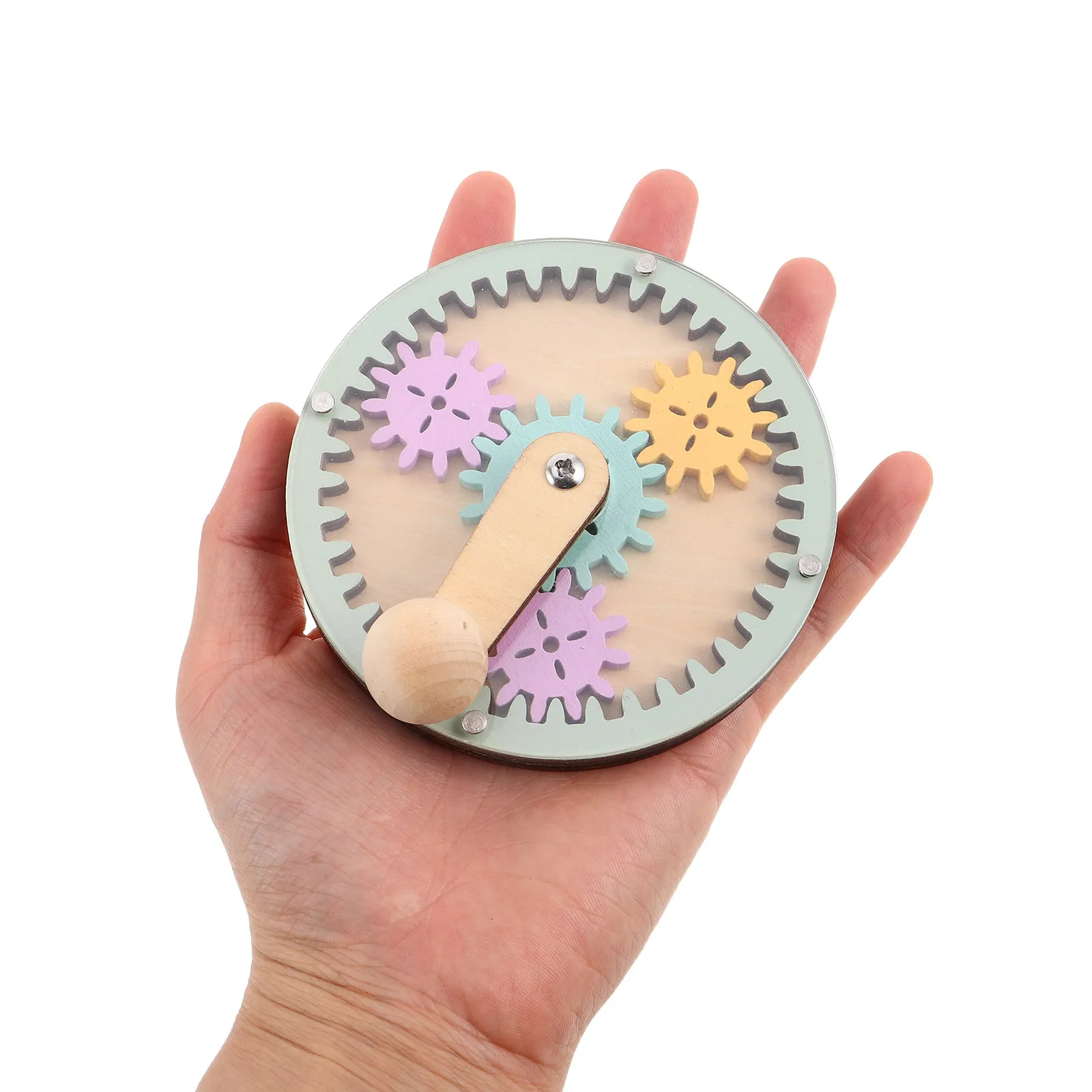 Wooden Montessori Busy Board Hand Crank Gear DIY Accessories Early Learning Sensory Material Kids Activity Fidget Board