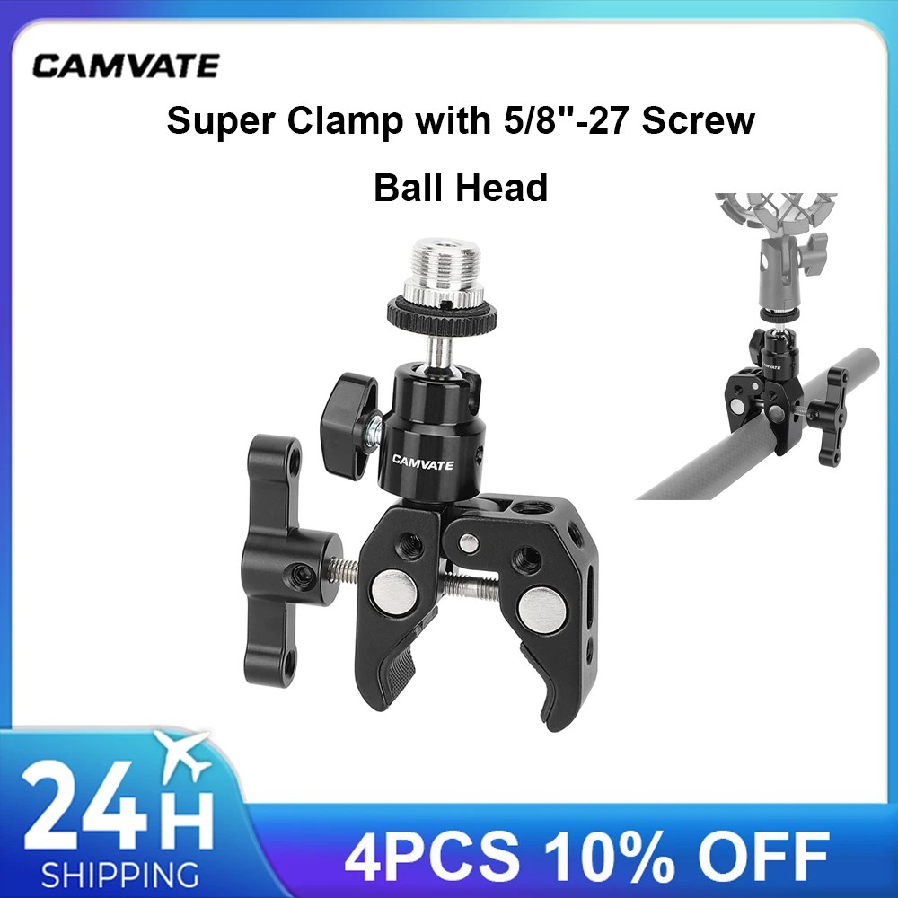 CAMVATE Super Crab Clamp Pliers Clip With 360° Swivel Ball Head Mount & 5/8