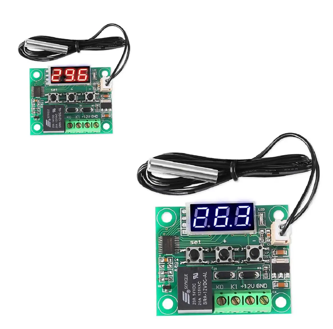 Modulo regolatore di temperatura da 2 pezzi con custodia, modulo termostato digitale con Display a LED XH W1209 con sonda NTC impermeabile-50 ~ 110 ℃