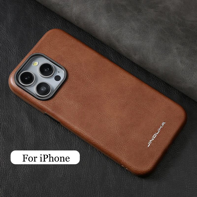 

Luxury Ultra Thin Slim Leather For Magsafe Phone Case For iPhone 11 12 13 14 15 Pro Max 15 Plus Shockproof Bumper Business Cover