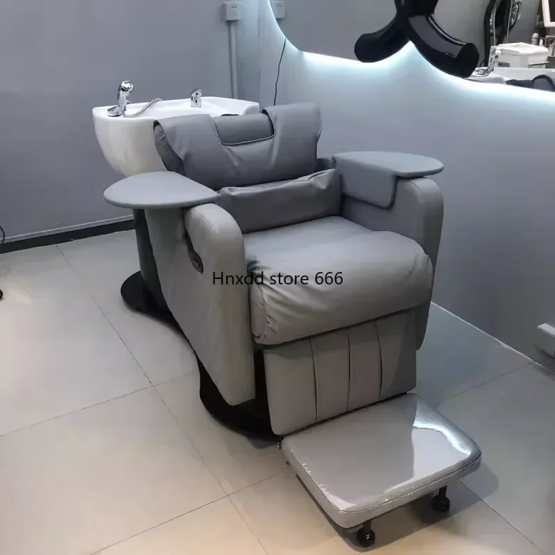 Smart Electric Barber Shop Shampoo Chair Hair Salon High-End Ceramic Basin Lying Half Flushing Bed