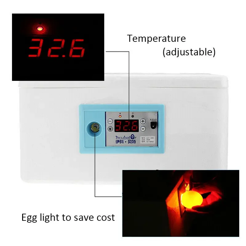 20 Eggs Incubator 12V Automatic Digital Family Incubator Chicken Poultry Hatcher Foam Waterbed Incubator Farm Incubation Tools