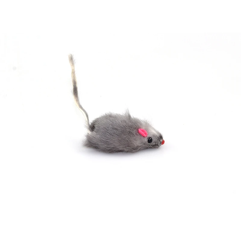 12Pcs False Mouse Cat Pet Toys Cat Long-Haired Tail Mice Sound Rattling Soft Real Rabbit Fur Sound Squeaky Cat Toy