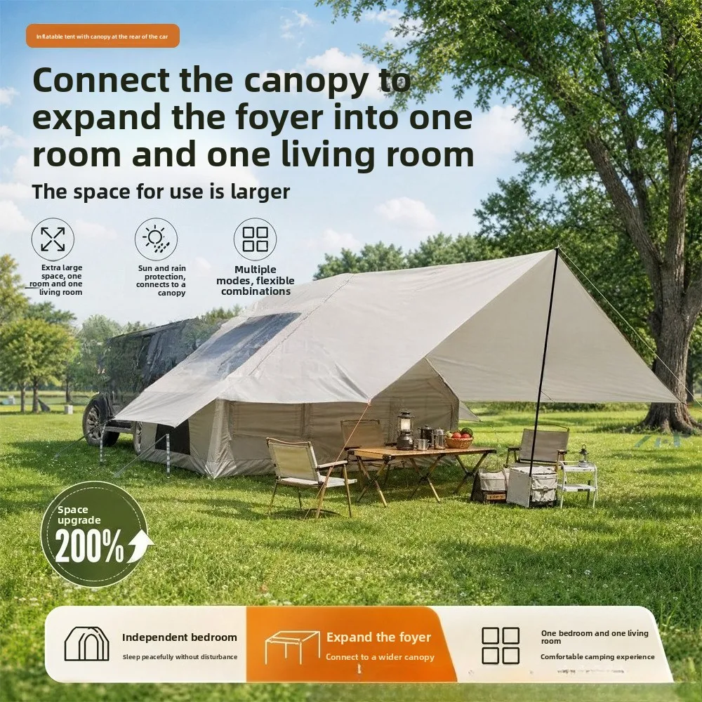 6.3 square meters plus 3 meters canopy inflatable car rear one room and one living room automatic inflatable tent