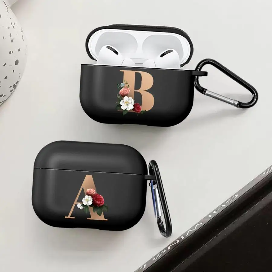 Earphone Cases Cover Case For Airpods 1 3 Pro3 4 Pro2 2 Pro Flower Name Letter A B