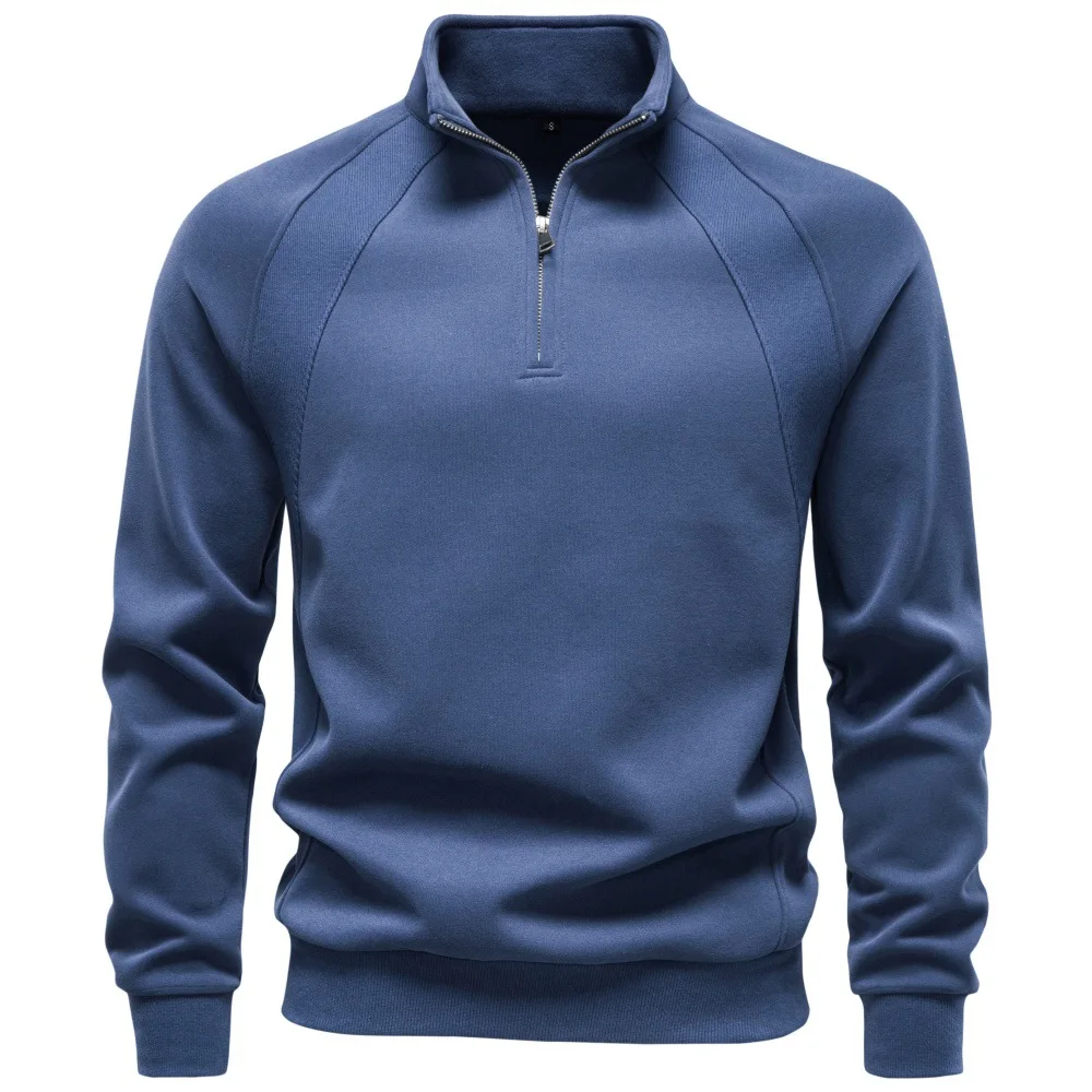 Sweatshirt Tops Men Top Full Sleeve Solid Stand Collar Zipper Y2k Streetwear Sport Splice Casual Work Pullovers Autumn Winter