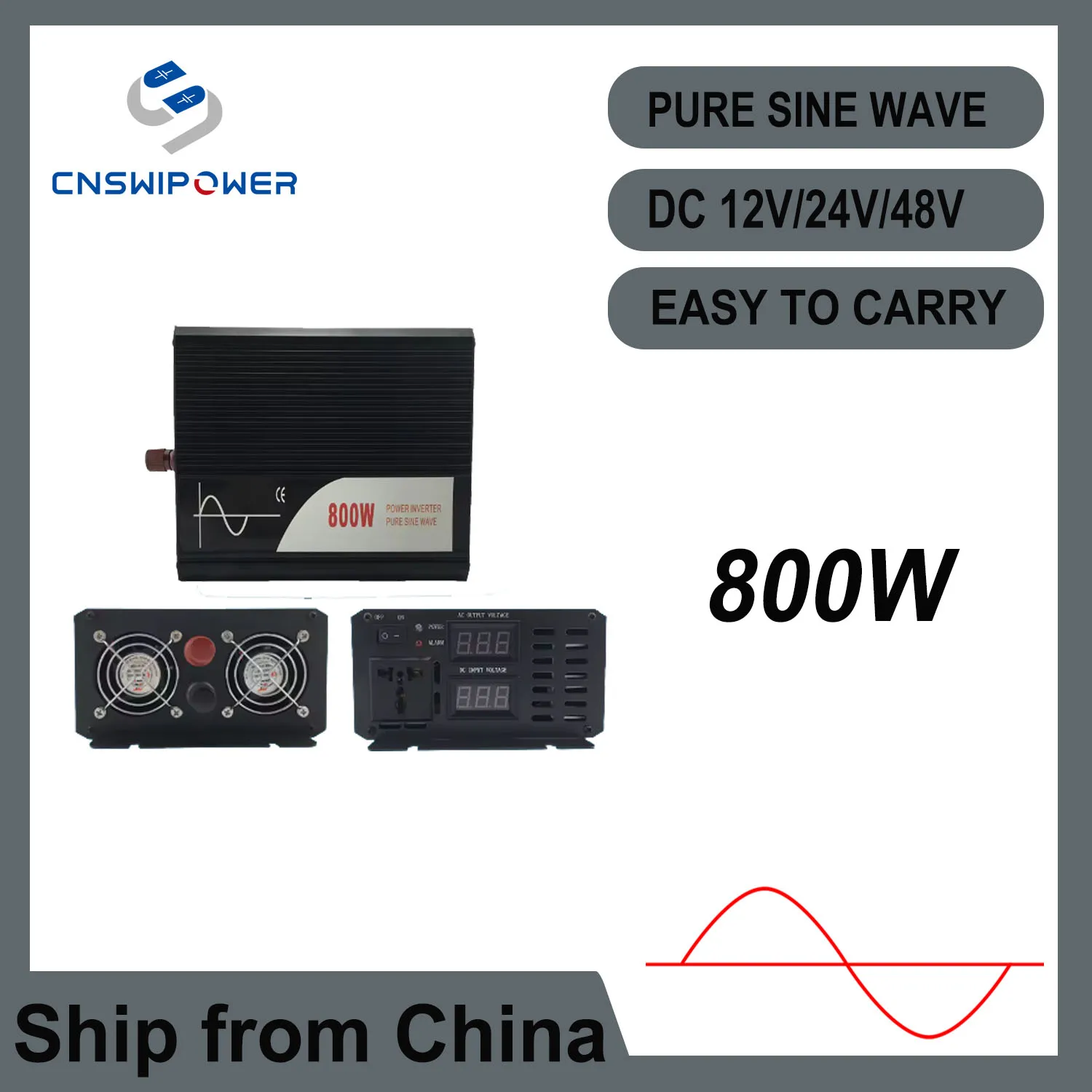 

800W pure sine wave solar power inverter DC 12V 24V 48V to AC 110V 220V