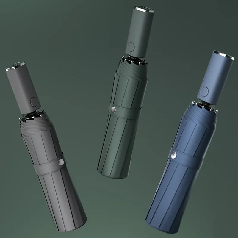 Xiaomi Mijia جديد التلقائي مظلة قابلة للطي مع مصباح ليد يندبروف مظلات المطر الكبيرة المحمولة في الهواء الطلق المظلة للرجال والنساء