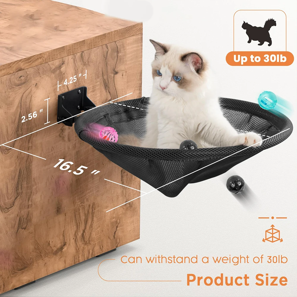 Cat Hammock Wall Mounted Foldable & Stable Cat Beds Breathable Cat Wall Shelves for Sleeping Playing Climbing and Lounging