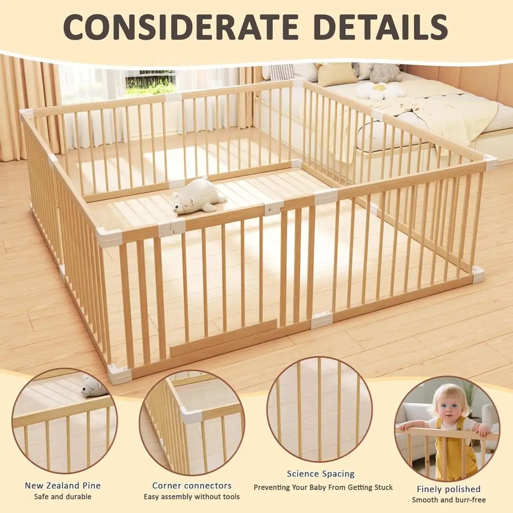 Baby-Laufstall in Jumbo-Größe – Spielbereich für Kleinkinder im Innenbereich, sicherer Spielhof, schnelle Montage (73 x 73 x 24 Zoll)