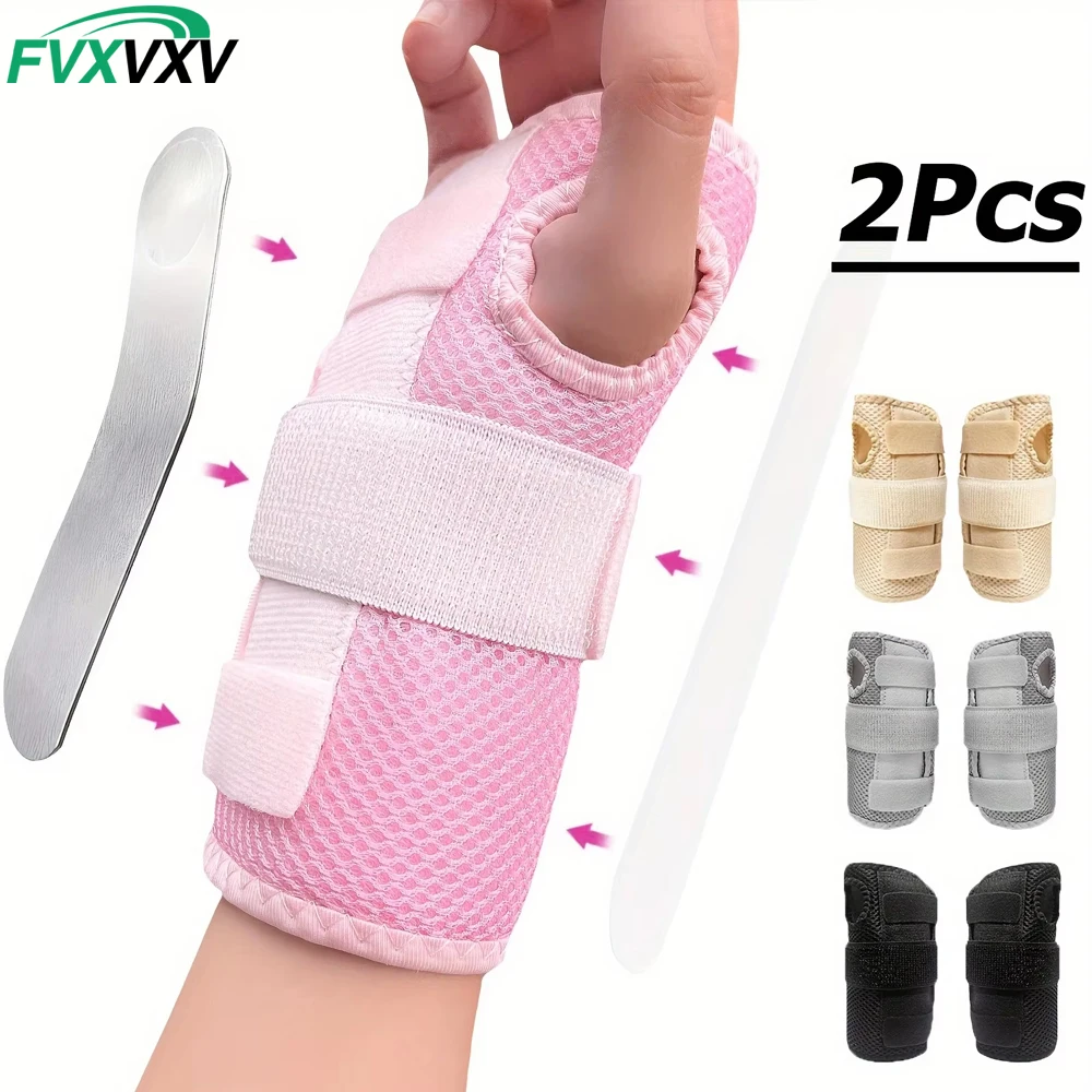 2PCS Wrist Support Brace - Comfortable, Structured Tendonitis and Carpal Tunnel Wrist Brace & Wrist Splint for Post Cast Support