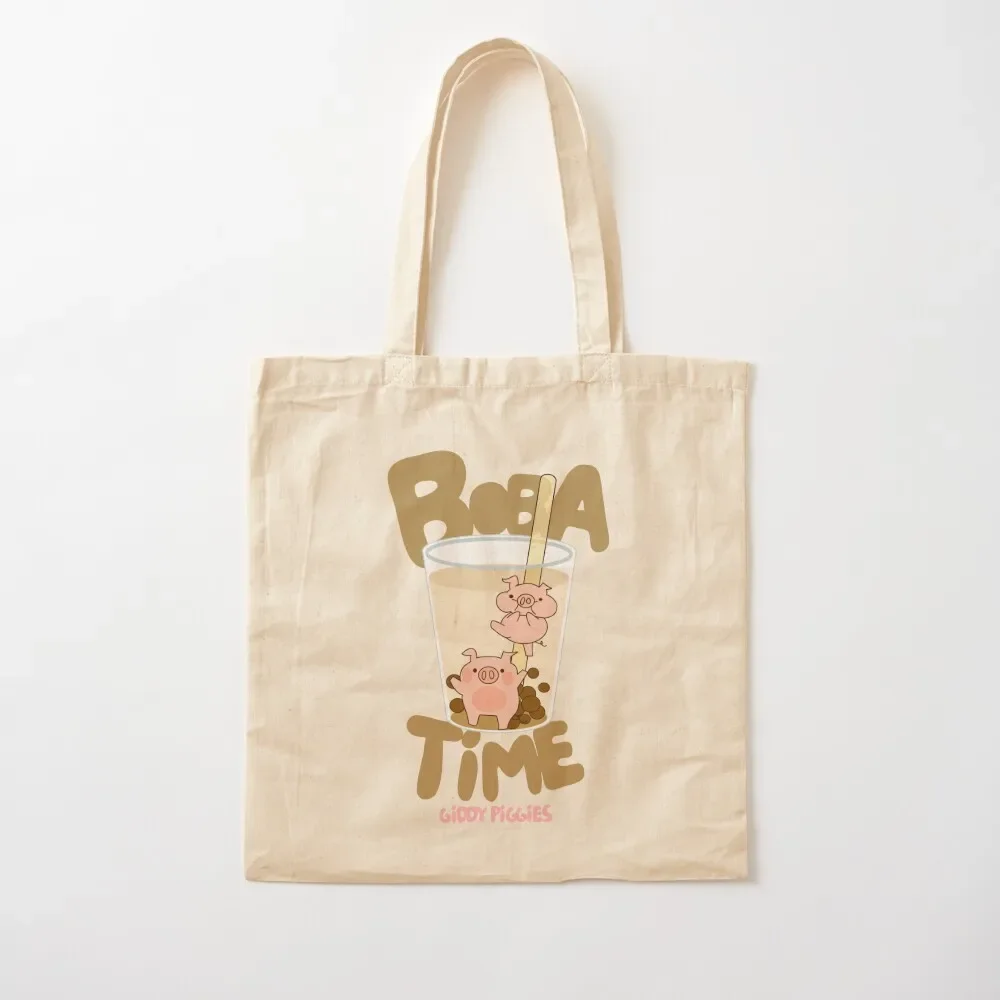 

Giddy Piggies Boba Time Tote Bag custom canvas bag tote bag university Big