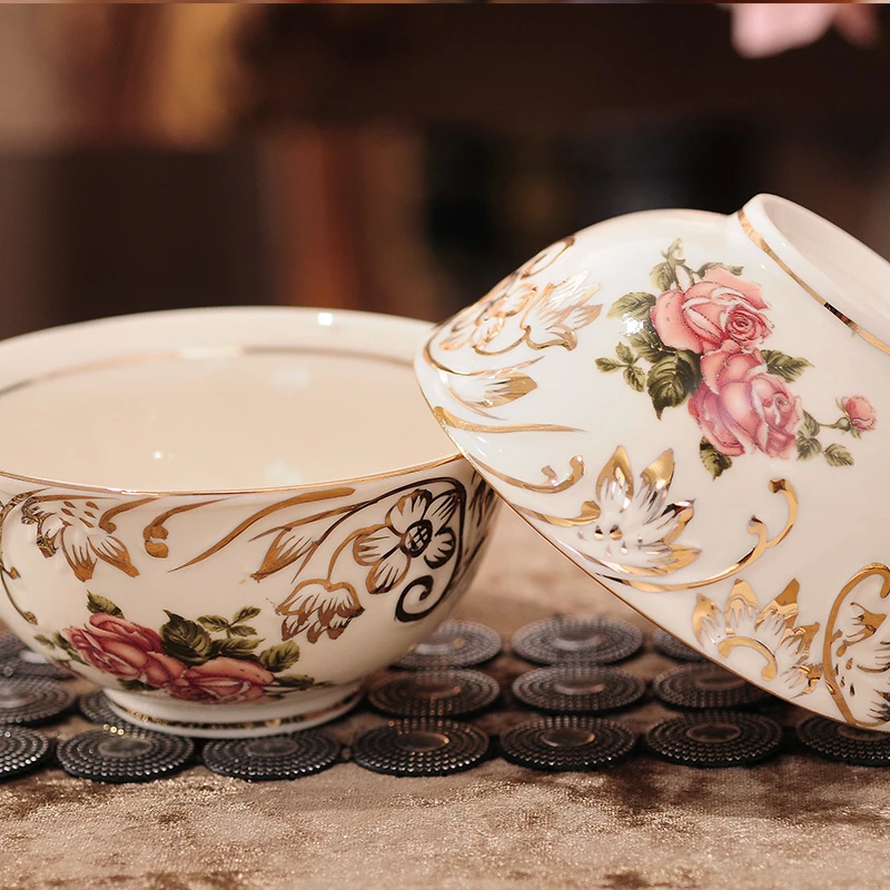 European style ceramic bowl rice bowl Korean style ceramic bowl set high-grade tableware set bone china bowl