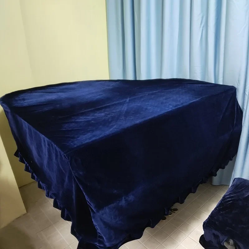 Image 4: Couverture de piano en velours doré, couverture de piano à queue, micro de basse de précision, housse anti-poussière pour clavier noir